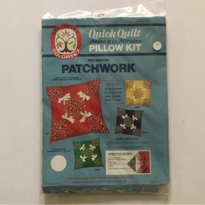 Vintage Colortex Quick Quilt Red Patchwork Pillow Kit NWT Deadstock